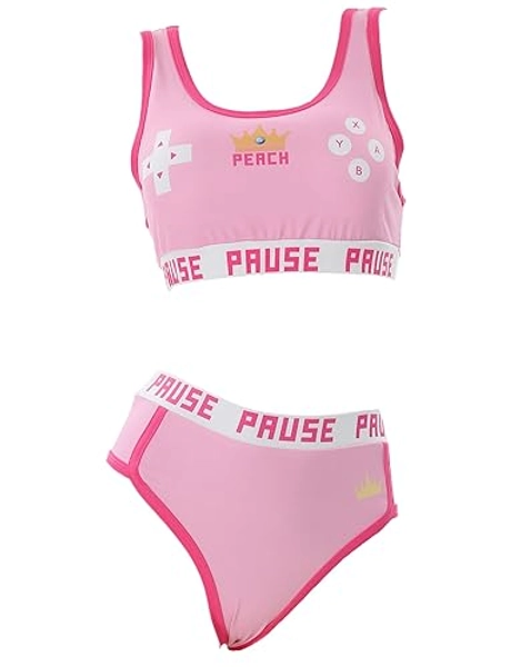 Mobbunny Women Pink Peach Crop Tank Camisole and Panty Sets Yoga Outfits Sports Loungewear Bralette Set