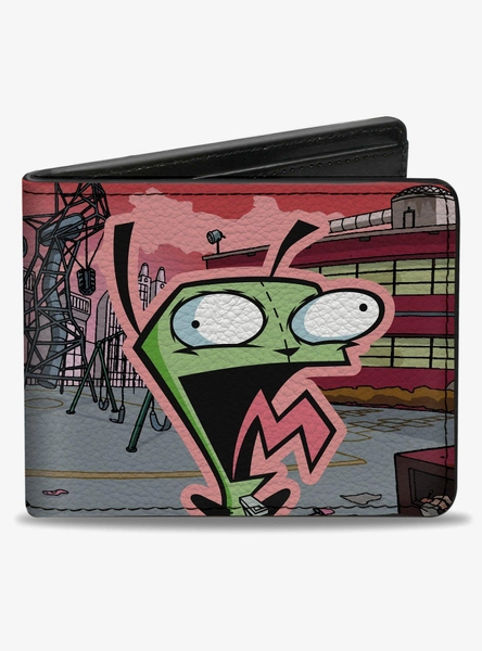 Invader Zim and GIR Dog Rooftop Scene Bifold Wallet