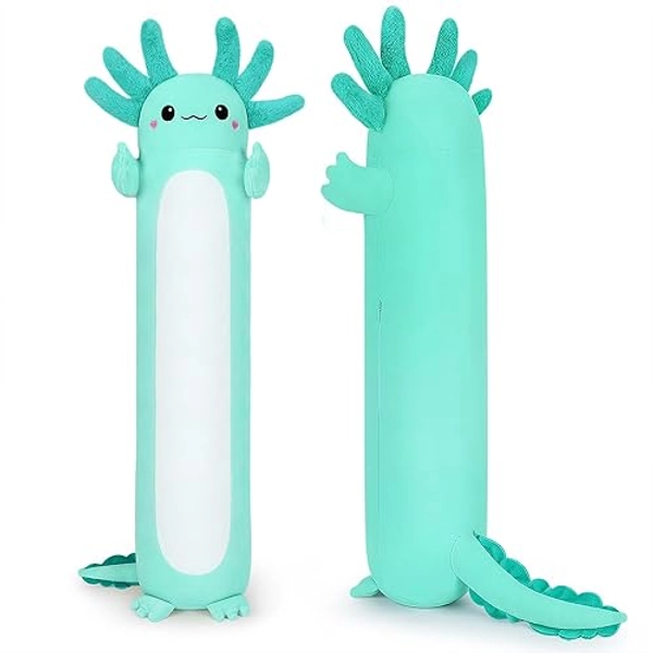 Axolotl Plush Toys-35.4'' Green Axolotl Plush Stuffed Animal, Axolotl Plush Pillow, Cute Soft Plush Axolotl Gifts Plushie Stuffed Toys, Axolotl Plush Pillows Toy Doll Gift for Kids Girls Boys
