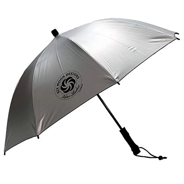 Six Moon Designs Silver Shadow Carbon Ultralight Travel Umbrella - 6.8 oz - Amazing Hiking Umbrella With Carbon Fiber Shaft, Spreader & Ribs - Large Reflective Outer Surface
