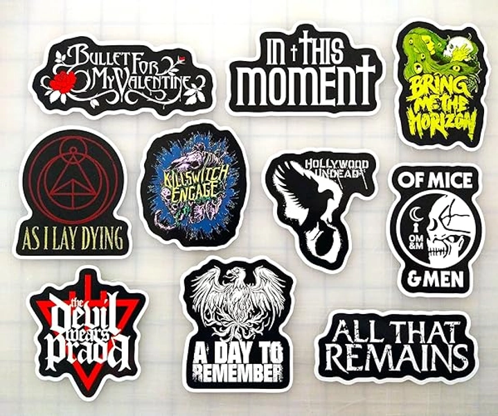 Metalcore/Deathcore Sticker Pack (10 Stickers) Set 1 Bullet as Bring i in Men a Lay Day me to All Remember Dying for Hollywood Horizon That and Undead My of Moment mice Valentine Remains