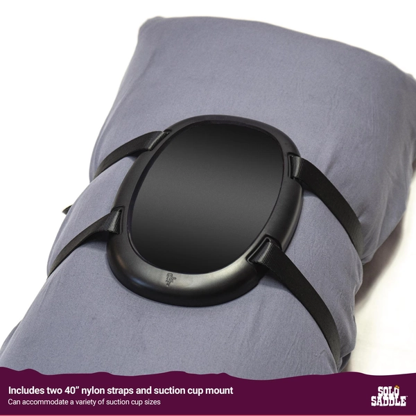 Personalized Solo Saddle Mount for your Suction Cup Adult Toys - Toy Platform to Strap to a Pillow or Towel - Black and Purple