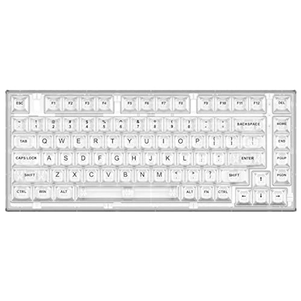 YUNZII X75 82 Key Hot Swappable Mechanical Keyboard with Transparent Keycaps, Gasket Mount 75 Keyboard, RGB Backlit Custom Gaming Keyboard for Windows/Mac (Crystal White Switch, Wired -White)