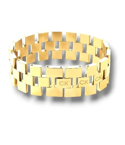 Calvin Klein Braccialetti a maglie da donna Collezione GEOMETRIC - Oro giallo