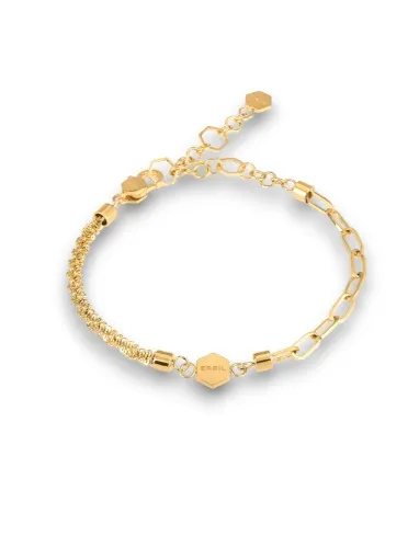 Breil, Collezione Kaleido, Bracciale Donna in Acciaio e Pietre Naturali, Trasformabile in Cavigliera con Extension, Lunghezza Regolabile 15-21 cm - GOLD