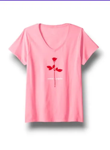 Donna SWEETEST PERFECTION - Design Rosso e Bianco Maglietta con Collo a V - Women - Pink - XX-Large