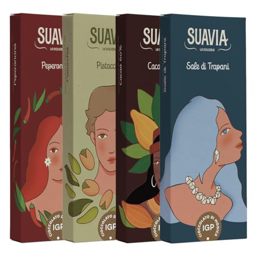 Suavia Cioccolato di Modica I.G.P, 10 tavolette da 100gr di Cioccolato Siciliano, Ottima Idea Regalo, 10 gusti in confezione Souvenir di Sicilia Box da 10 gusti