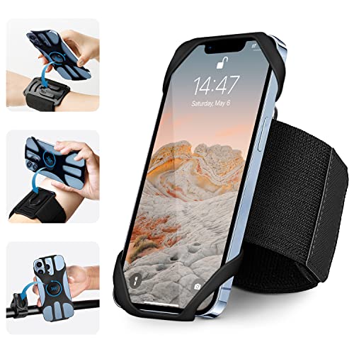 AIWOGEP 3-en-1 Brazalete Deportivo para Correr, 360 ° Giratorio y Desmontable Porta Movil Running Compatible con iPhone Samsung Huawei etc Teléfonos de 4.5''-7'' (Negro) - 3 in 1