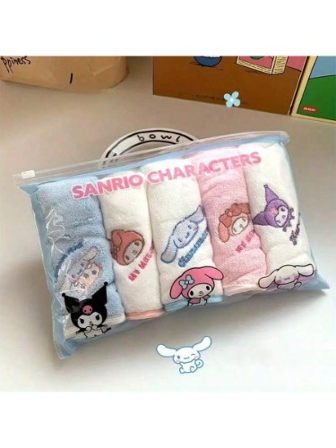 Sanrio 5 piezas Toallas para niños, toallas cuadradas para lavarse la cara, suaves, esponjosas, lindas, ¡la opción perfecta para el momento del baño!