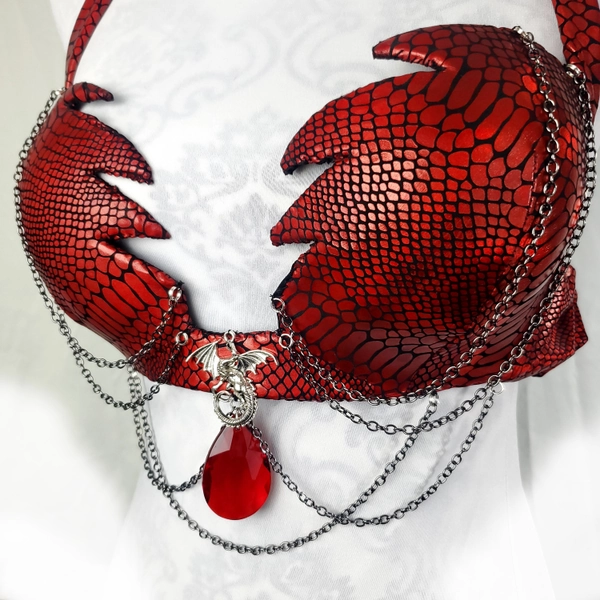Dragon Queen Fantasy Bra or Halter Top: Perfect for Belly Dance, Tiefling Cosplay, and Dragon Cosplay, Renaissance Faire & LARPing
