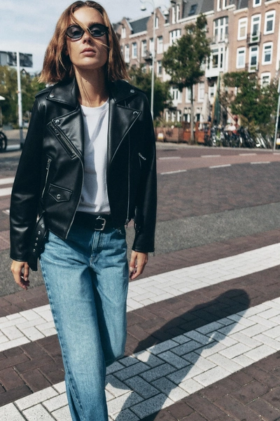 ZARA FAUX LEATHER BIKER JACKET
