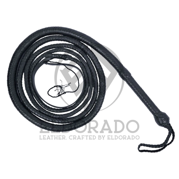 Black Handcrafted Genuine Cowhide Leather Bull Whip 100% Authentic Leather Whip – 12 Plaits for Precision and Power (Available 4 to 16 feet)