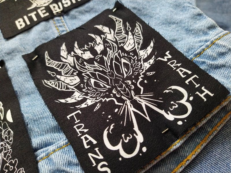 Trans Wrath Pride Dragon Cotton Sew-On Screenprinted Patch