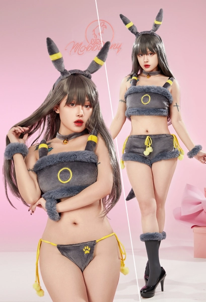 Plush Sexy Lingerie Set Crop Top and Panty with Socks and Headband