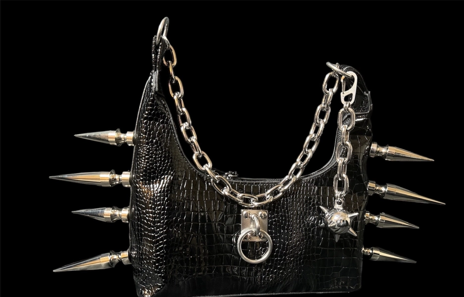 spiked metallic purse