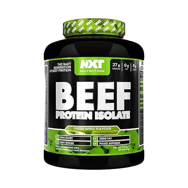 NXT Nutrition Beef Protein Isolate Powder - Protein Powder High in Natural Amino Acids - Paleo, Keto Friendly - Dairy and Gluten Free - Muscle Recovery | 1.8kg (Apple)