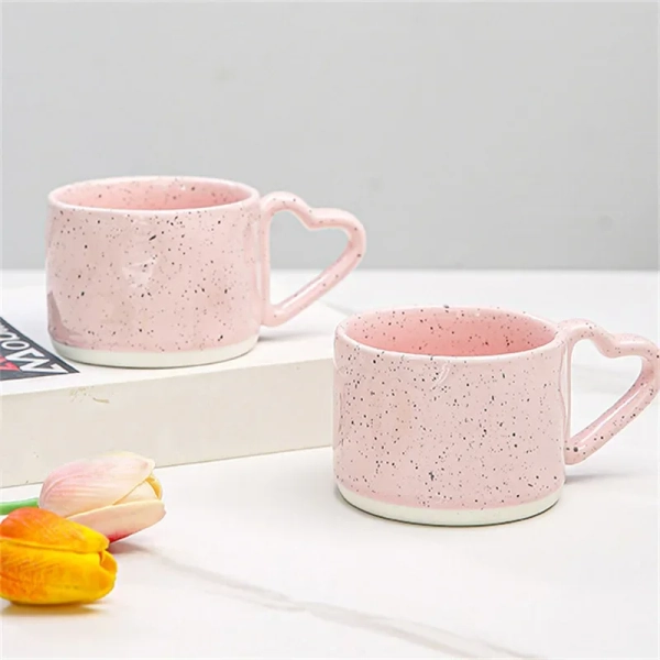 Korean Style Ceramics Coffee Mug 300ML Pink Love Heart Shape Handle