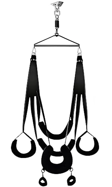 BELSIANG Adult Sex Swing,360 Degree Spinning Indoor Ceiling Sling, Sex Toys Set with Premium Paint Stand and Widened Thick Comfortable Swing for Couples(Pillow Extreme, Black)