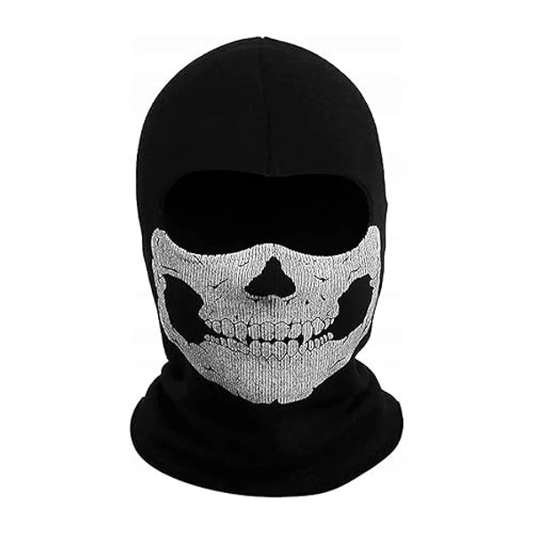 Skull Balaclava,Ghost Mask,Skull Mask Black Full Face Knitted Windproof Warm Sun Protection Sport Riding Ski