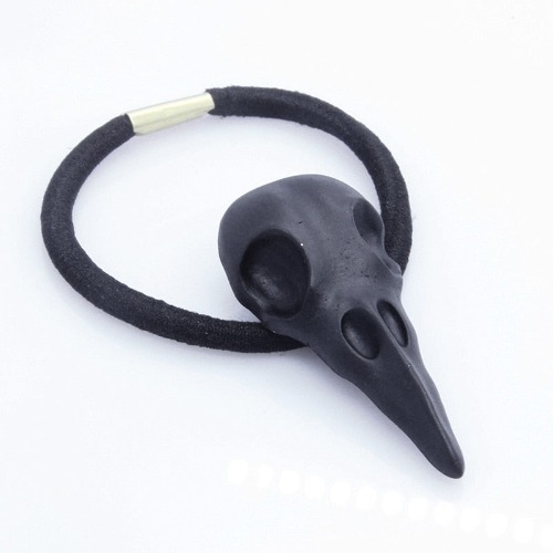 Corvus Metallum Metal Crow Skull Hair Tie - Black