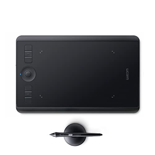 Wacom Intuos Pro Small Bluetooth Graphics Drawing Tablet, 6 Customizable ExpressKeys, 8192 Pressure Sensitive Pro Pen 2 Included, Compatible with Mac OS and Windows,Black - Small - Regular