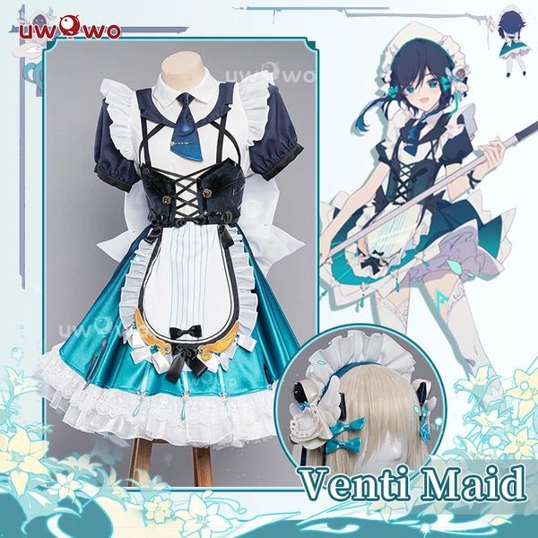 【In Stock】Uwowo Genshin Impact Fanart: Venti Maid Anemo Archon Cosplay Costume | S