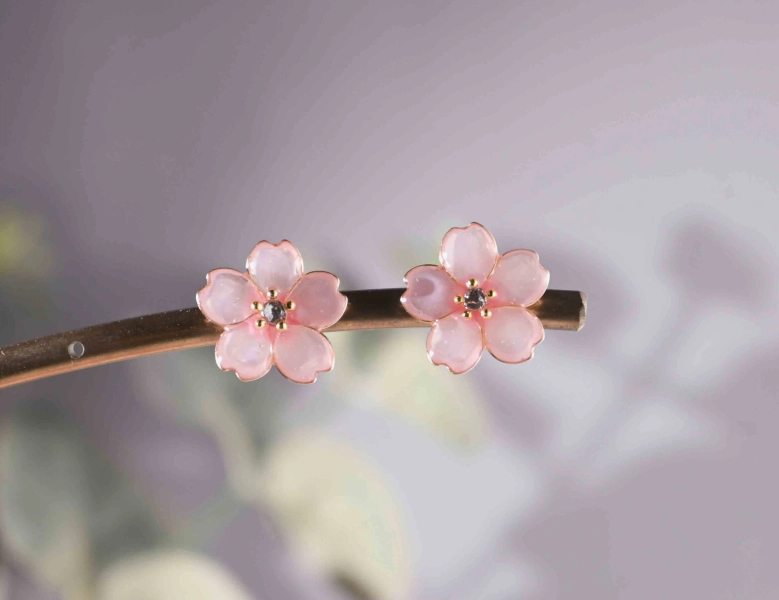 Cherry Blossom Earrings, Pink Sakura Earrings,Japanese Kawaii Floral Earrings,Cherry Blossom Jewellery,Summer Earrings