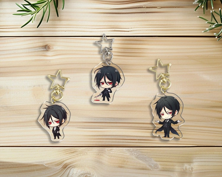 Black Butler Keychains | Black Butler Sebastian Michaelis Keychain | Cute Anime Keychain