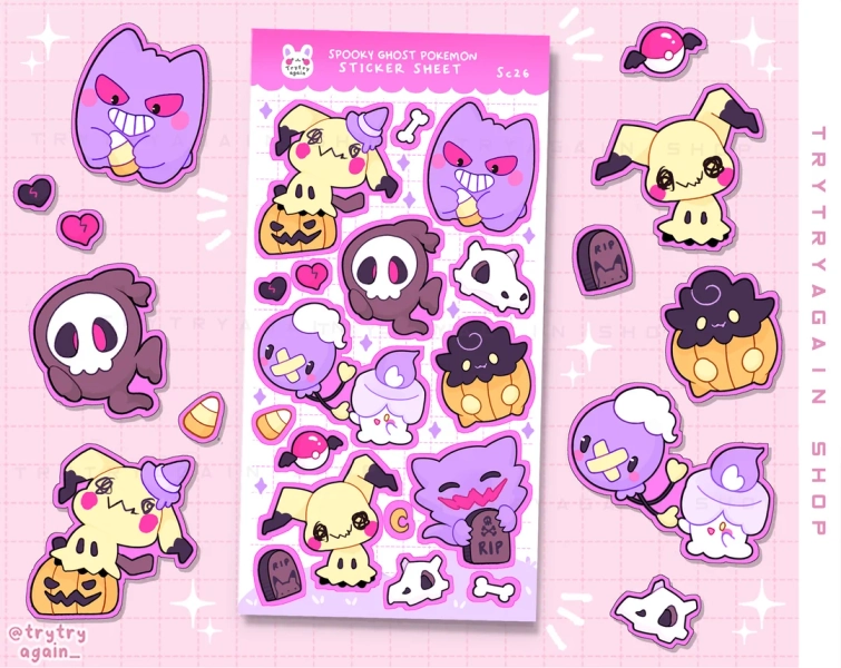 Ghost Type Glossy Sticker Sheet Including Bujo Bullet Journal and Planner Polco Stickers - Etsy