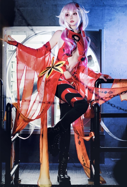 Guilty Crown Inori Yuzuriha Cosplay Costume Goldfish Outfits Cutout Bodysuit with Gloves