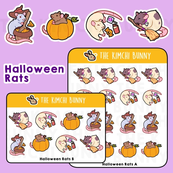 Mini Halloween Rat Sticker Sheets