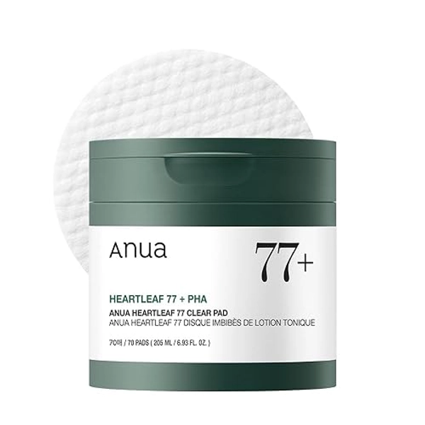 ANUA Heartleaf 77 Toner-Pad 70 Blatt, PHA-Pflegepad für abgestorbene Haut, tägliches Toner-Peeling mit niedrigem pH-Wert