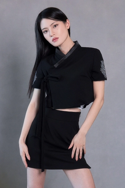 TM3 Summer Hatch Short Sleeve Top Two-Piece Hanbok