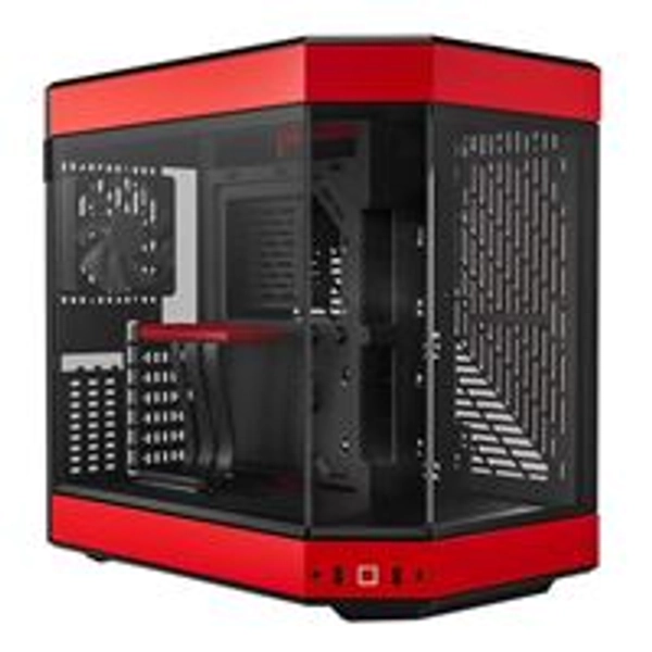 HYTE Y60 Modern Aesthetic Dual Chamber Panoramic Tempered Glass Mid-Tower ATX Computer Gaming Case - Red