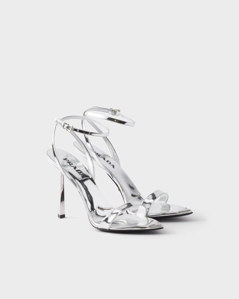 Metallic leather high-heeled sandals