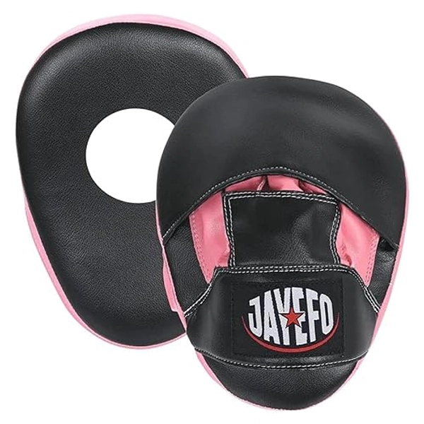 JAYEFO Boxing Pads Focus Mitts - Curved Karate Pads for Training, Faux Leather Kickboxing Pads for Blocking, MMA, Muay Thai & Kick Pads Martial Arts, Fully Adjustable Punch Mitts