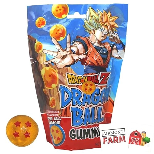 Dragonball DBZ Dragon Ball Gummies Four Ball Design Strawberry Flavored Gummy Candy with 2 Collectible Stickers