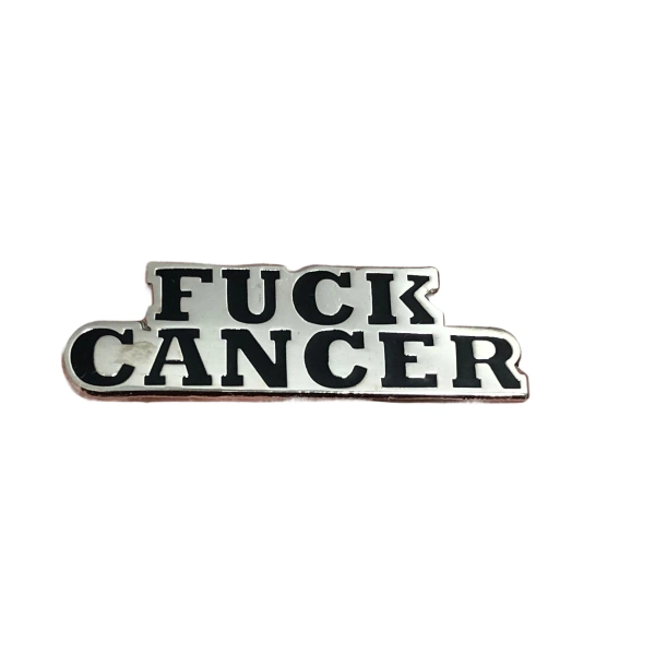 Silver FUCK CANCER Enamel Pin - Cancer Survivor Gift