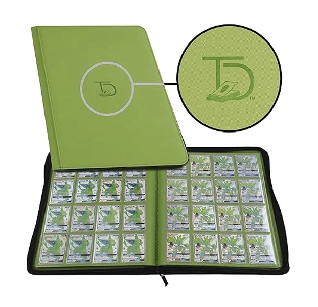 TopDeck 1000 Card Binder - TCG Portfolio - 16 Pocket Card Binder - Ringless Binder Compatible with Pokemon Cards, Yu-Gi-Oh, Magic the Gathering, and More - Side Load Sleeves - Cards Album (Green)