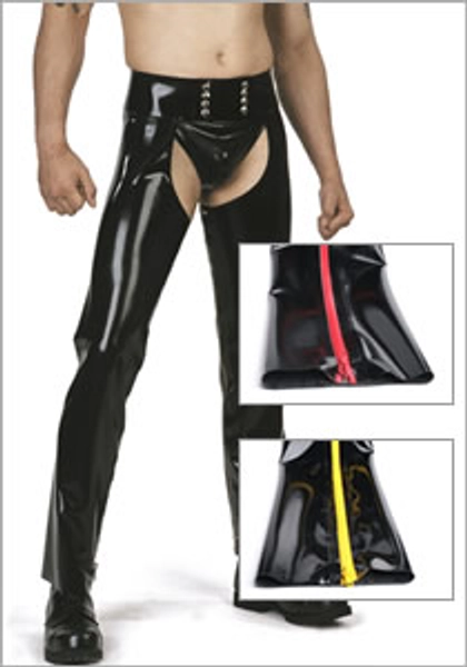 Latex Chaps mit farbigem Innen-Reißverschluss - BLACKSTYLE Latexbekleidung aus Berlin / rubberwear from berlin - Latexanzüge,Bondage,Toys ...