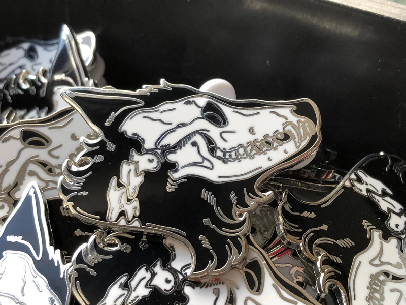 B GRADES Wolf Skull Enamel Pin, Canine Anatomical Design