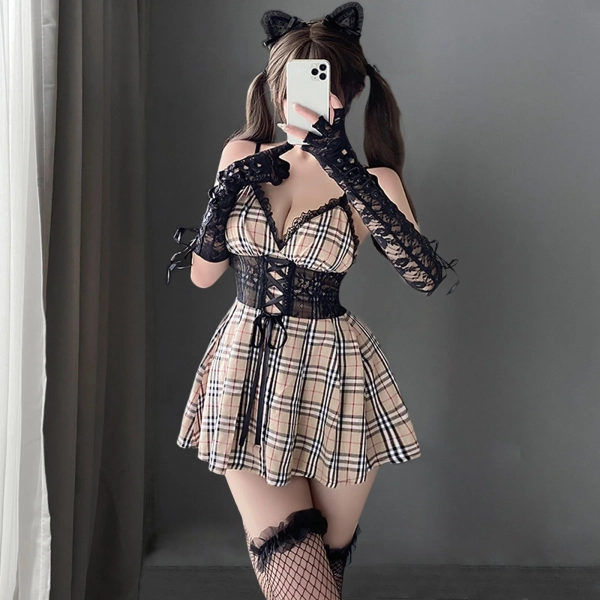 Irresistible Lace-Up Backless Lingerie Dress