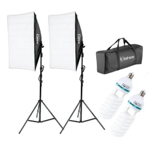 Ktaxon Photography Studio Lighting Kit Softbox Cube Tent Video Equipment with 135W Bulb 53"-100"Light Stand 24" x 24" Large Softbox and Carrying Bag for Studio Photography