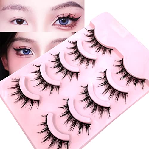 Anime Cosplay Manga Lashes,15mm 3D Wispy Spiky Lashes for Natural Look Reusable 5 Pairs Fake Eyelashes,Perfect for Japanese Anime Fans,Get Stunning Eyes.