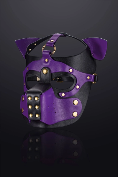 Vortex Leather Bondage Puppy Hood Purple