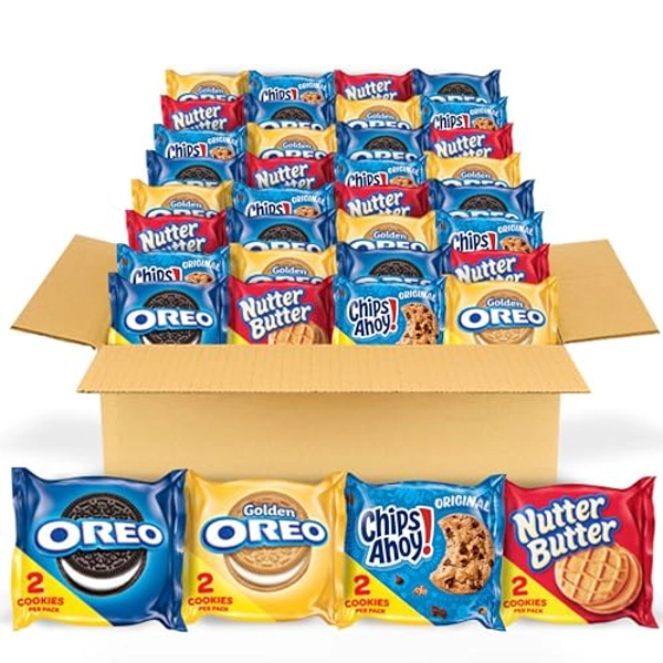 OREO Original, OREO Golden, CHIPS AHOY! & Nutter Butter Cookie Snacks Variety Pack, 56 Snack Packs (2 Cookies Per Pack)
