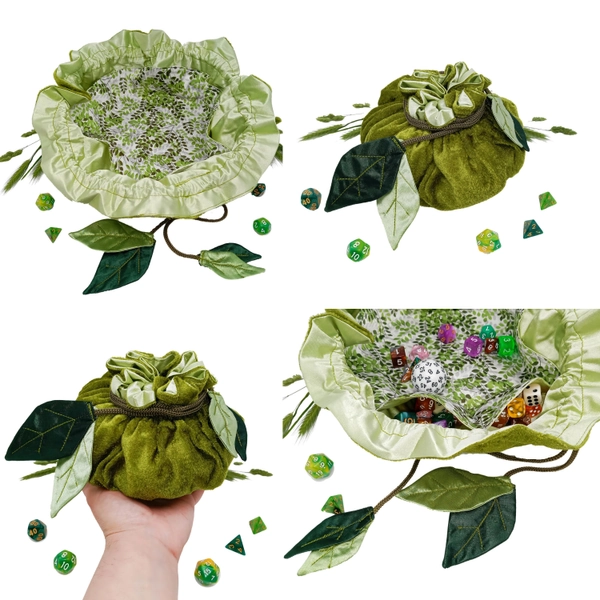 Dice bag dnd leaves dice holder druid dice storage