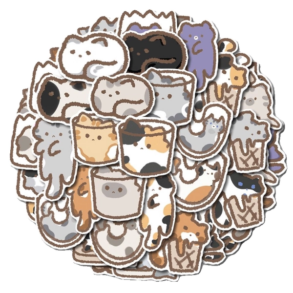 48PCS Cats Are Liquid Stickers Cute Cat Meme Waterproof Laptop Luggage Decor