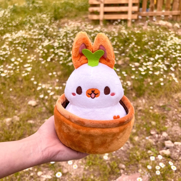 Bunnyrot Plushie | Kawaii Carrot Bunny Plush in Pot – Cute Soft Stuffed Animal – Desk Decor – Gift for Bunny Lovers & Plush Collectors