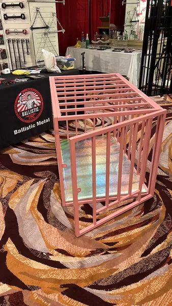 Pretty in Pink Puppy Cage - BDSM Bondage - 100% steel - Made in the USA - Sissy Cuckold Cuck Slave Cage Restraints